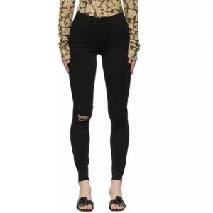 NWT Frame Denim Le High Skinny Ripped Raw Hem Ankle Black Jeans